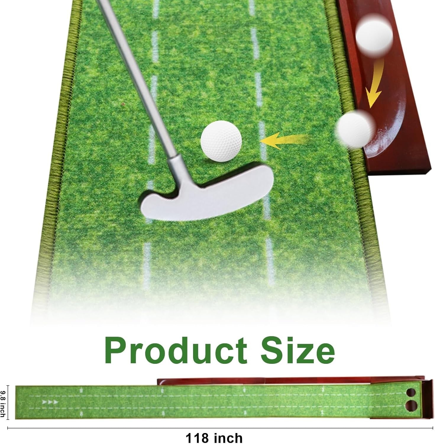 Golf Putting Mat Ball Return Practice Green Indoor Outdoor 9.84ft Se