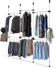 Heavy Duty Adjustable Telescopic Clothes Rack 4 Poles 6 Bars