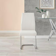 Modern White Faux Leather Dining Chairs Set of 2 with Chrome Legs