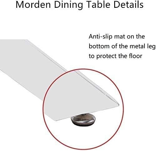 100cm Round Glass Dining Table Set with 2 White Faux Leather Chairs