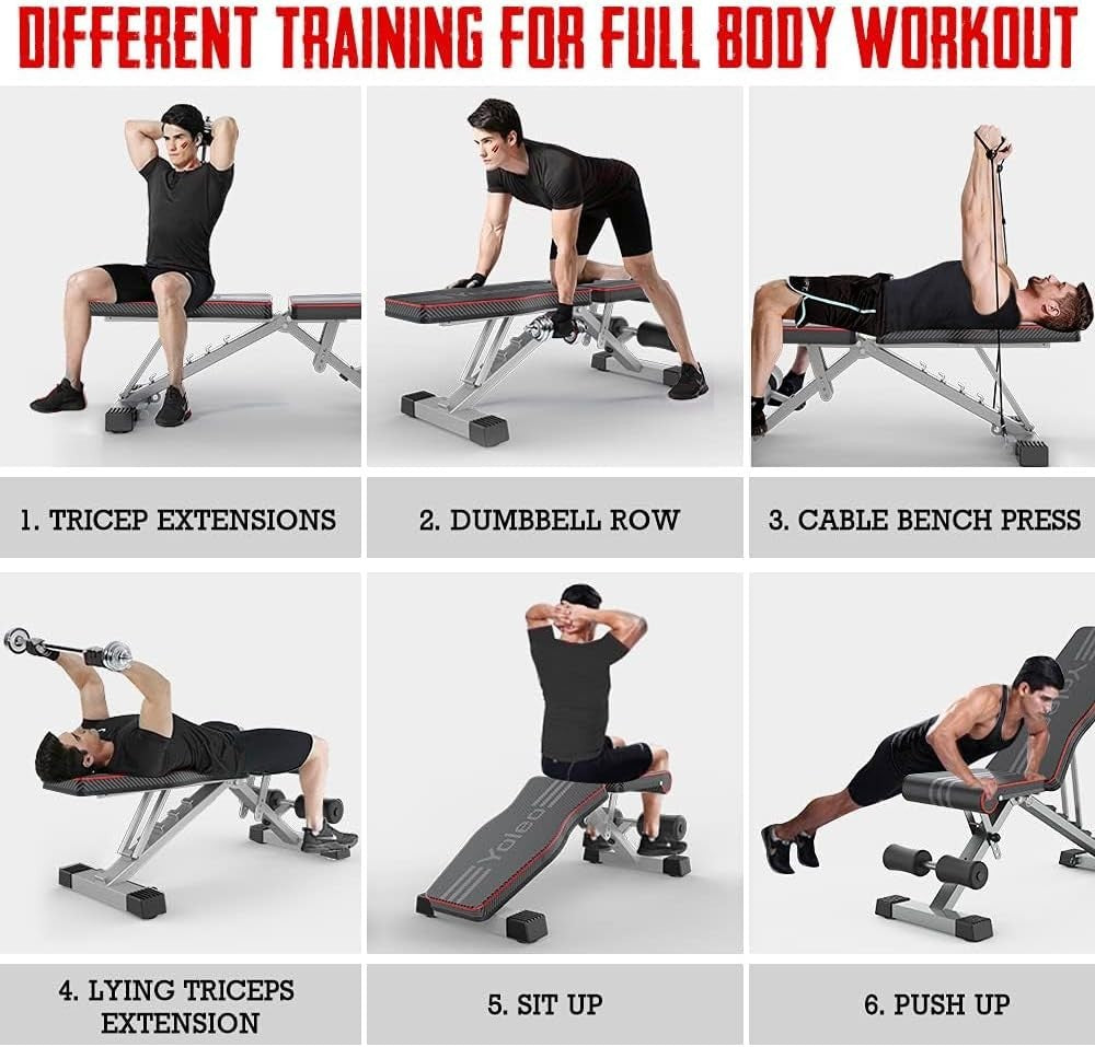 Adjustable Folding Weight Bench 300KG Capacity Incline Decline Gym