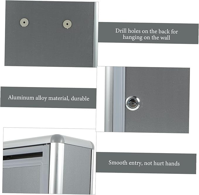 Lockable Wall Mount Mailbox Silver Drop Box Secure Suggestion Letter Safe 28.5cm