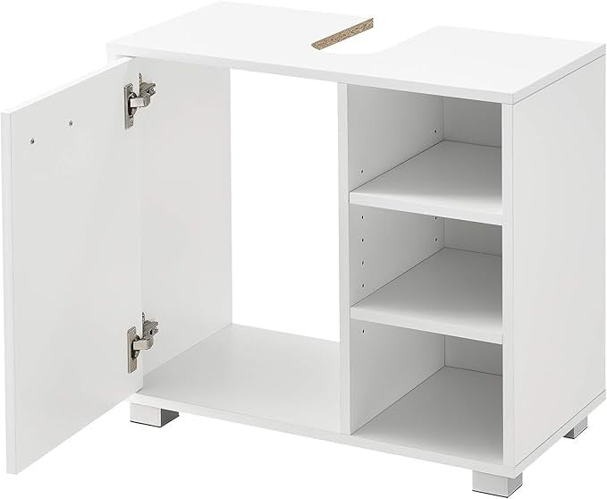 White Bathroom Sink Cabinet 56x60x31cm Modern Vanity Unit Storage Cupboard