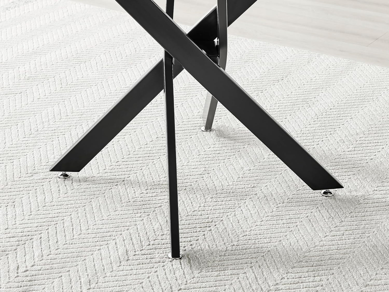 Round Concrete Dining Table 100cm Black Legs Modern Compact 2–4 Seater