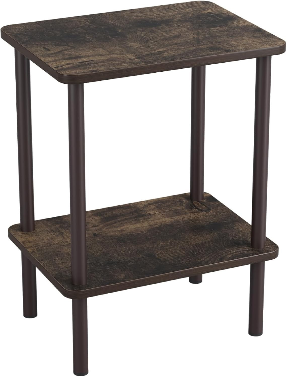 Oak Narrow Bedside Table with Shelf – 2-Tier Small End Table for Living Room