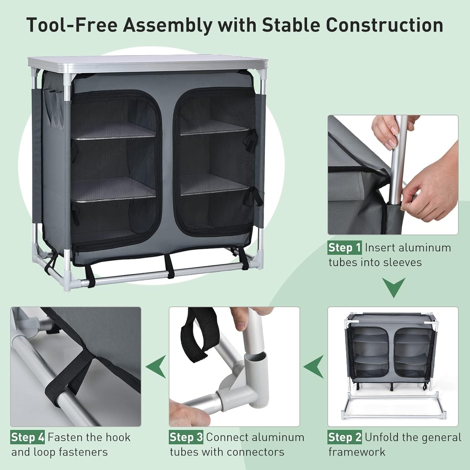 Portable Camping Storage Cabinet with 6 Shelves & Carry Bag - Outdoor