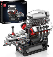 Buildable V8 Engine Toy Kit Motorized STEM Model Real Motion 855pcs DIY