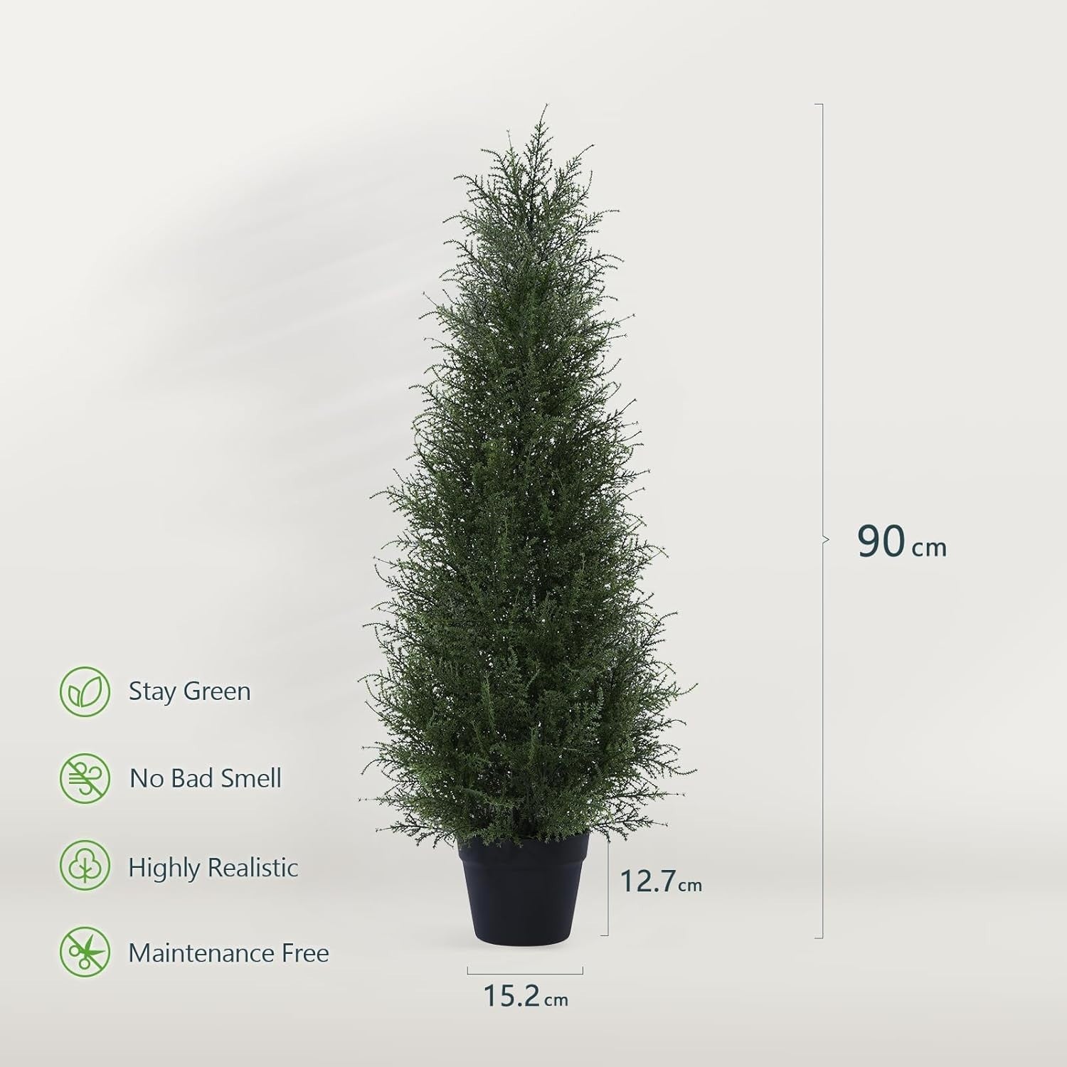 90cm Artificial Cypress Tree in Nursery Pot UV Resistant Outdoor Indoor Decor