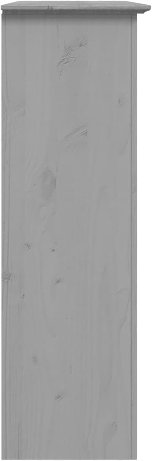 Grey Solid Wood Cabinet | 3 Glass Doors & Metal Handles 118cm