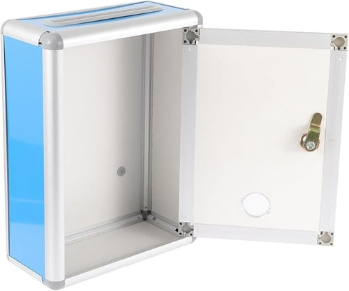 Lockable Wall Mount Mailbox Blue – Secure Suggestion Box for Home Office Use