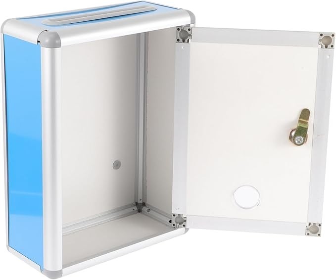 Lockable Wall Mount Mailbox Blue – Secure Suggestion Box for Home Office Use