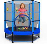 55” Kids Rebounder Trampoline w Safety Enclosure Indoor Outdoor Ages 1–11