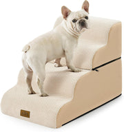 Dog Stairs for Small Dogs 19.7in 4 Step Foam Pet Ramp Bed Sofa