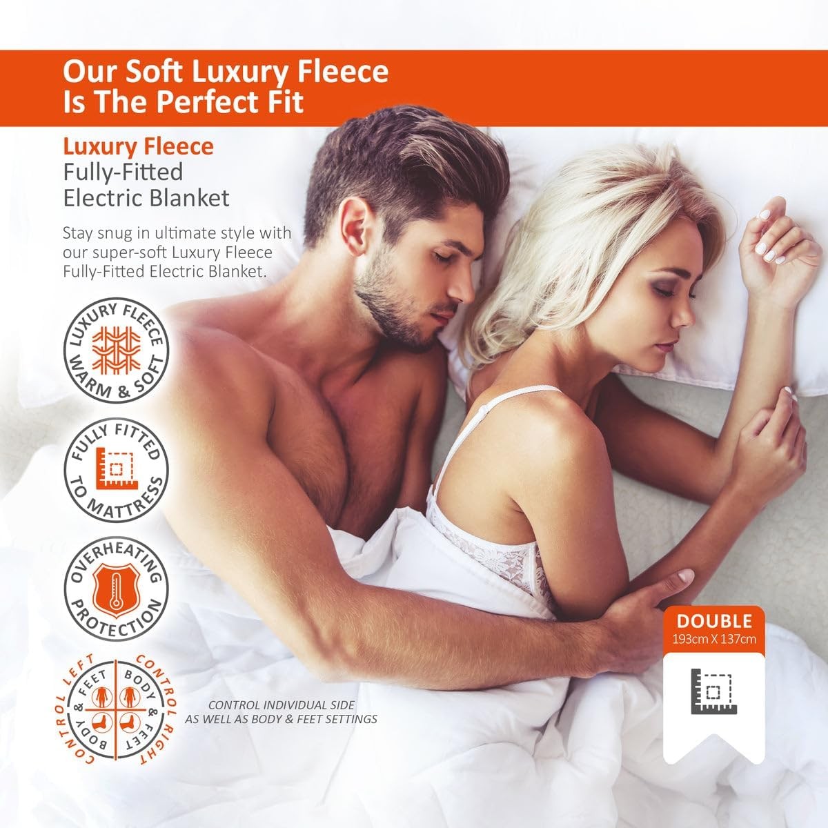 Electric Heated Mattress Blanket Double Dual Control 9 Heat Zones 12h Timer