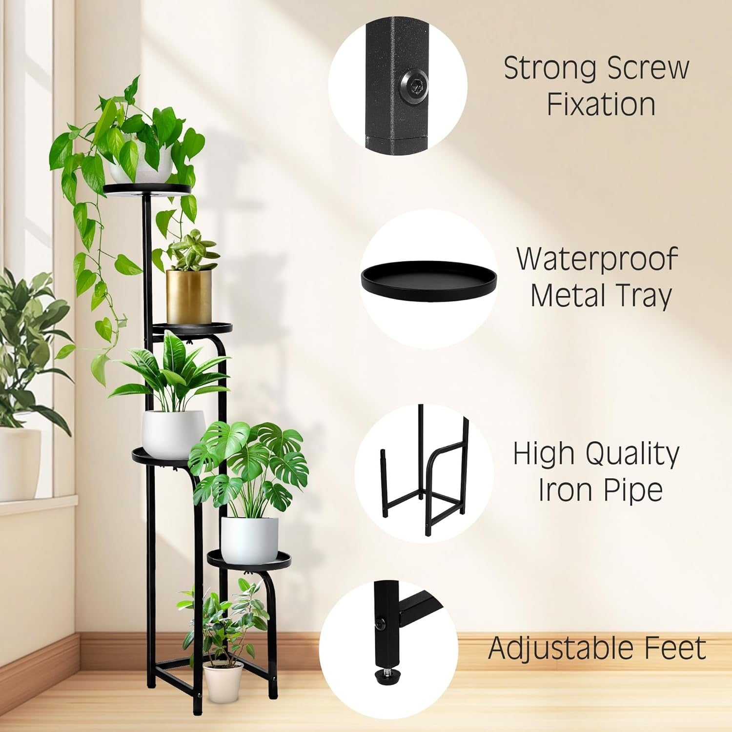 4 Tier Metal Plant Stand Indoor Outdoor Corner Flower Shelf Rack
