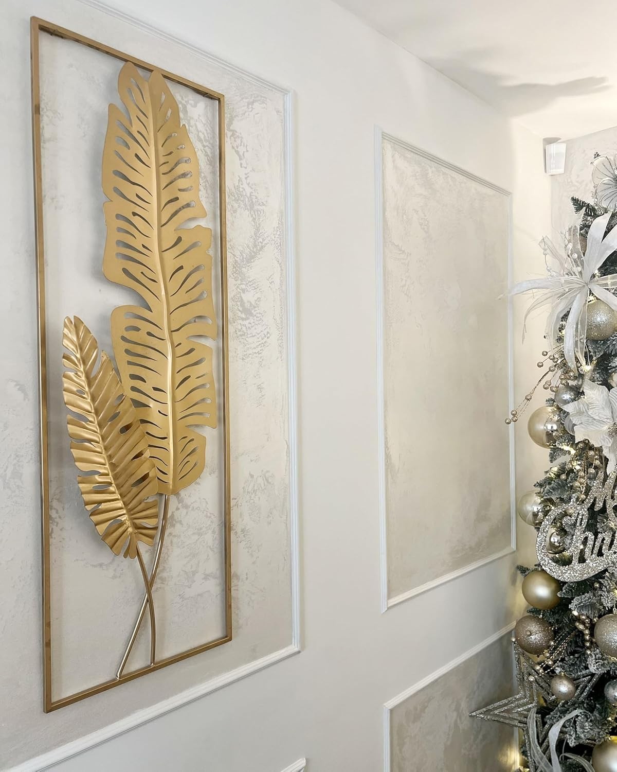 Gold Feather Wall Art Metal Modern Decorative Accent Wall Decor