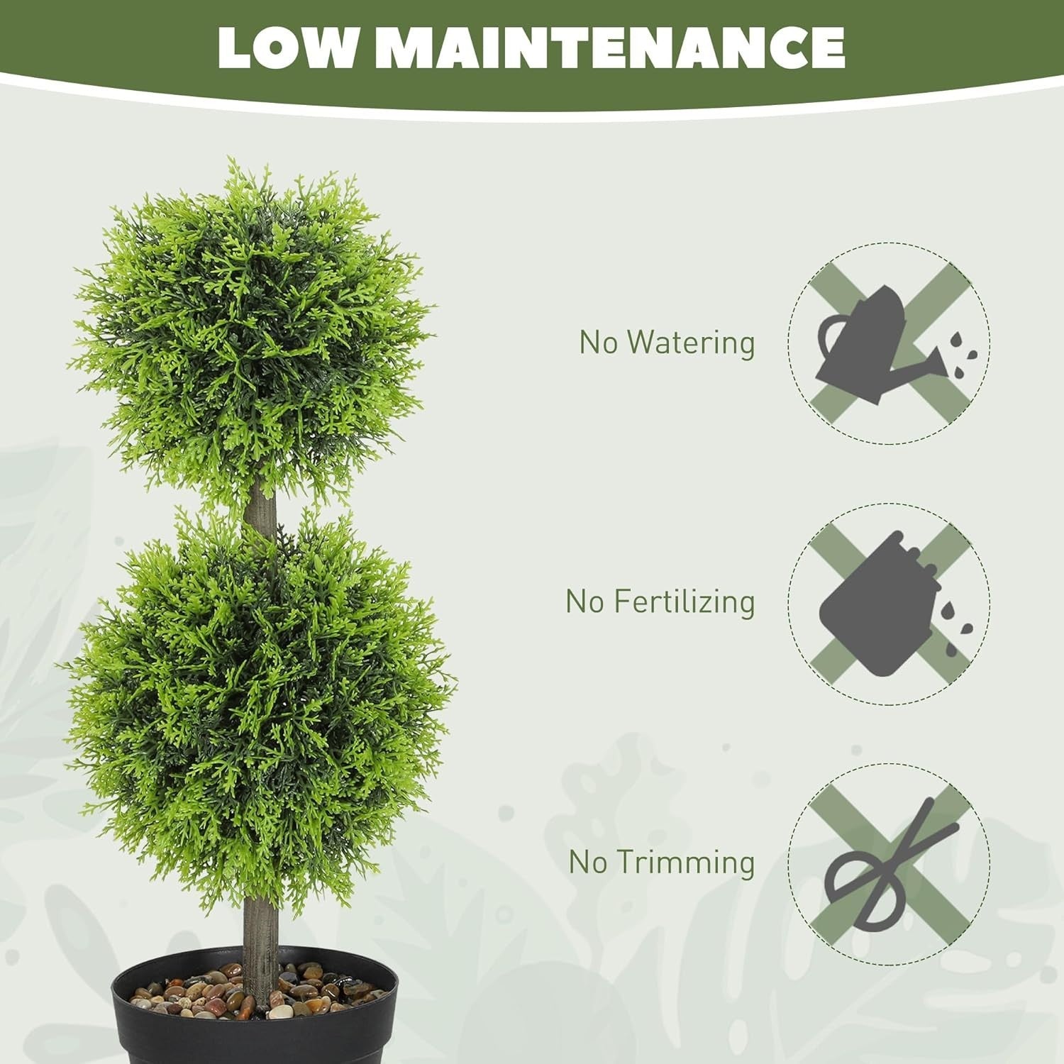 Set of 2 Faux Cypress Topiary Ball Trees 60cm iWeighted Pot Indoor Outdoor Decor