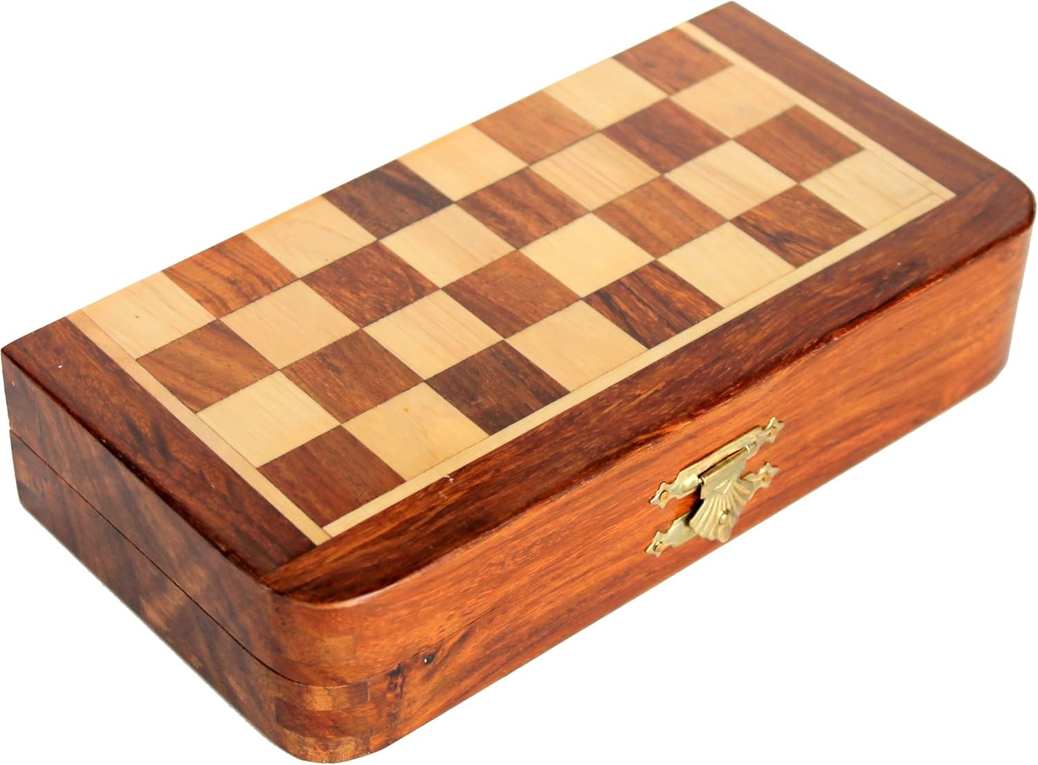 Mini Magnetic Wooden Chess Set 18×18cm Foldable Travel Board With Storage
