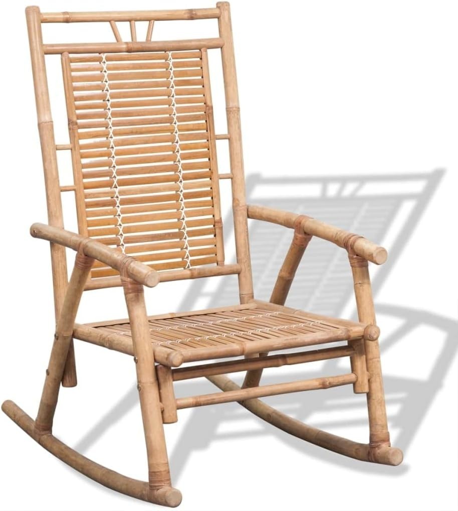 Weather-Resistant Bamboo Rocking Chair Easy Clean Natural Indoor Outdoor