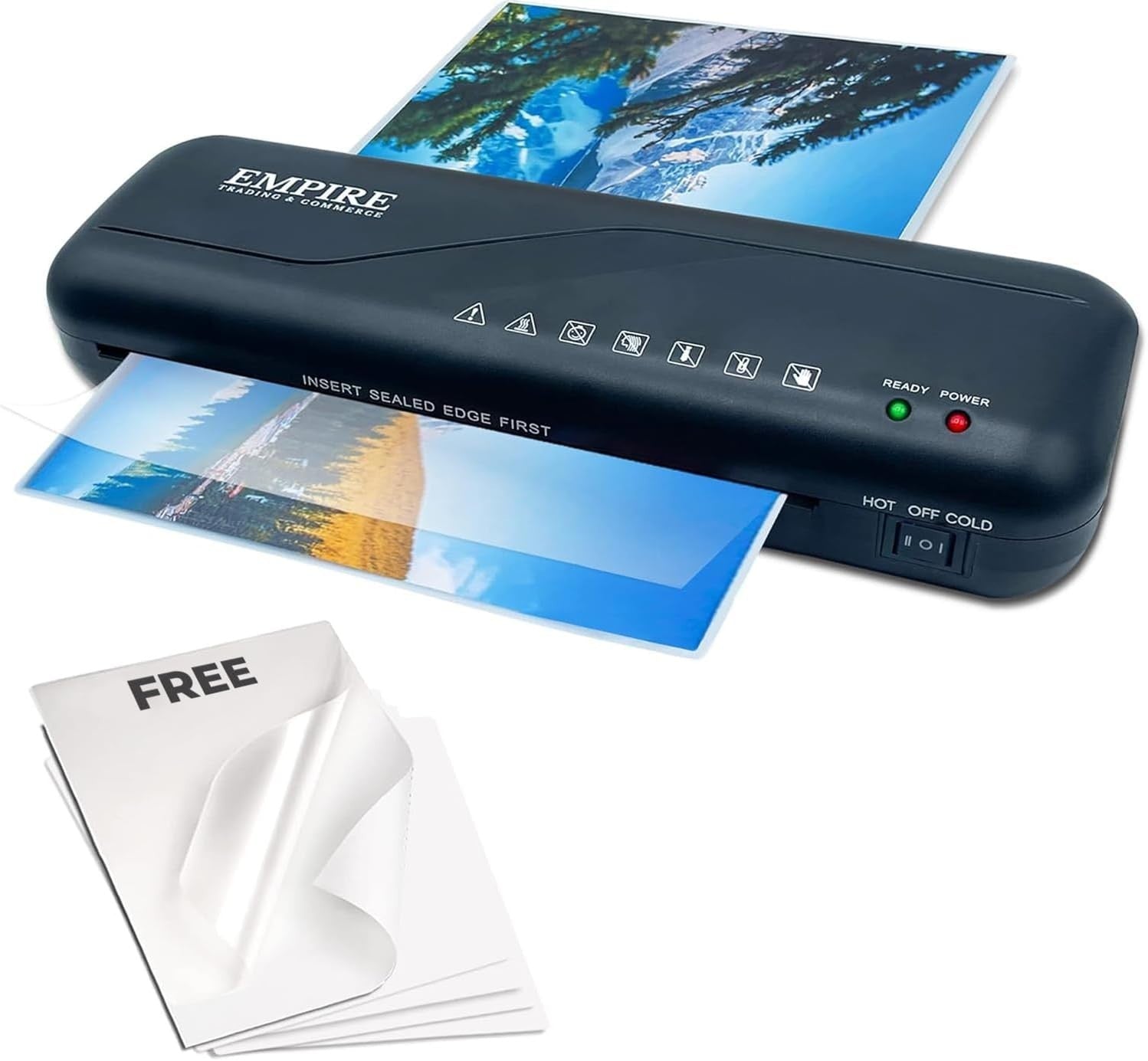 A4 Laminator Hot Cold Fast Warm Up Quiet Dual Roller + Starter Pouches