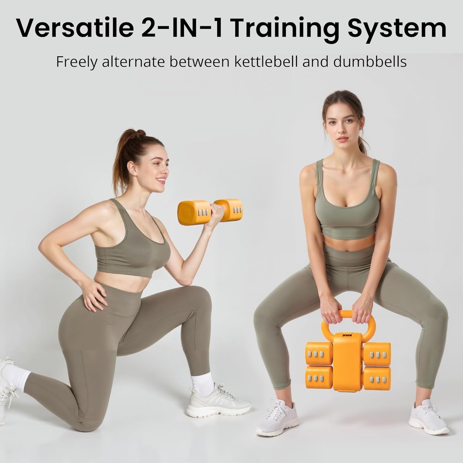 2-in-1 Adjustable Dumbbell Kettlebell Set Women Home Gym Weights