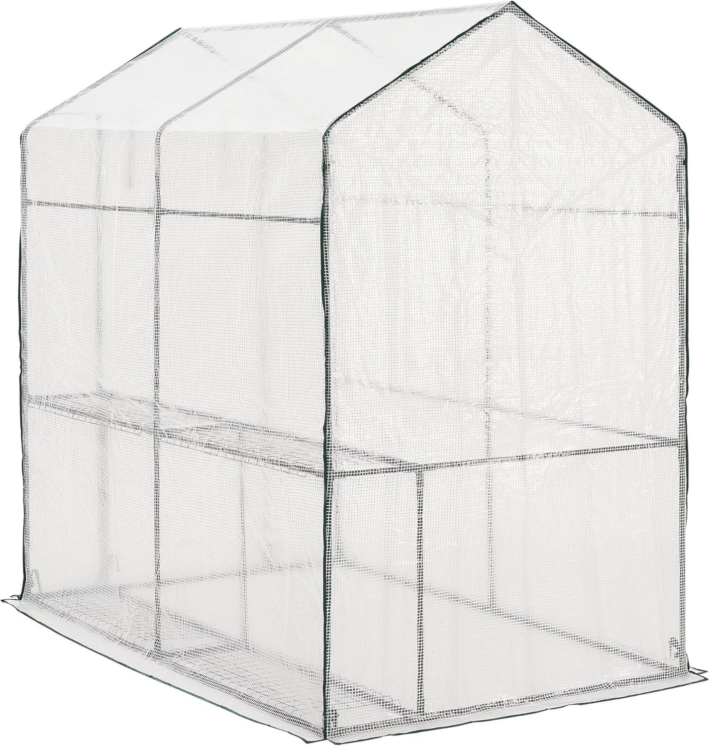 Large Transparent Greenhouse with Shelves 120x186x190cm | Steel Frame & PE Cover