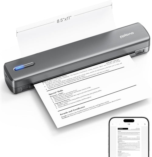 Portable A4 Wireless Thermal Printer Bluetooth Inkless Deep Grey Travel