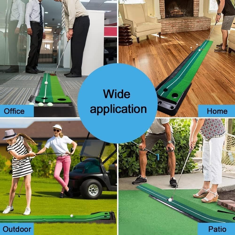 Indoor Golf Putting Green Automatic Ball Return Portable Practice Mat
