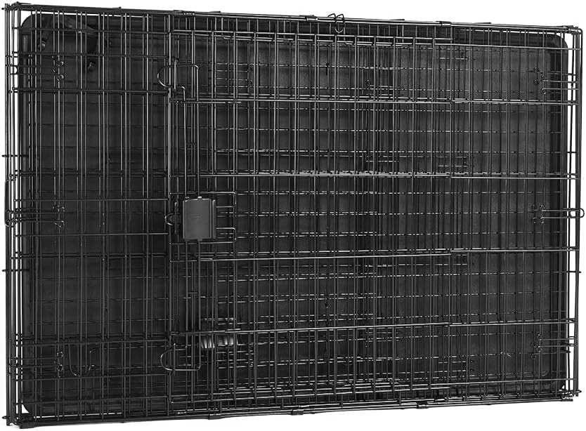 Extra Large Foldable Double Door Metal Dog Crate Cage 107cm with Tray