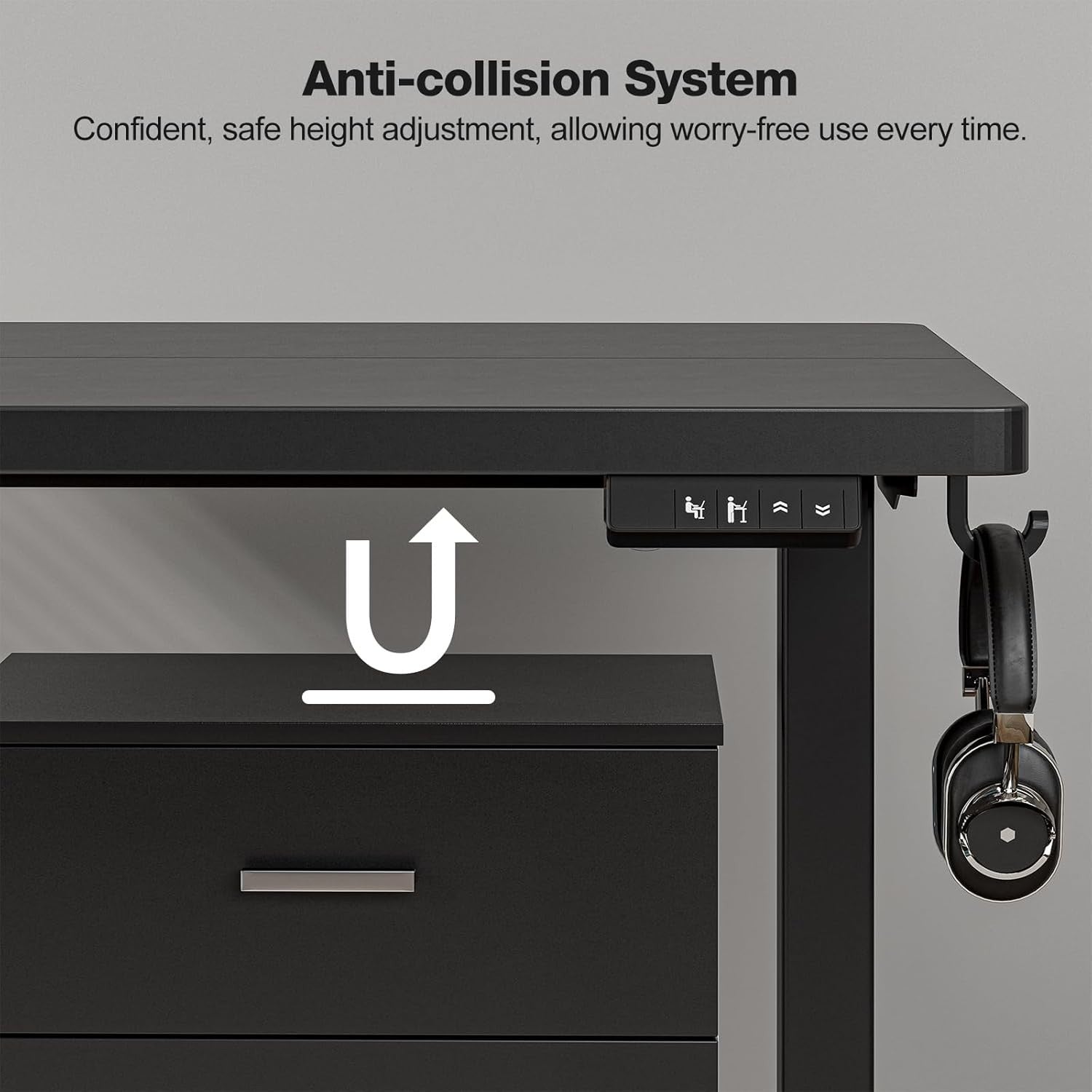 Electric Standing Desk 100x60cm w/Memory Control, Adjustable Height, Black