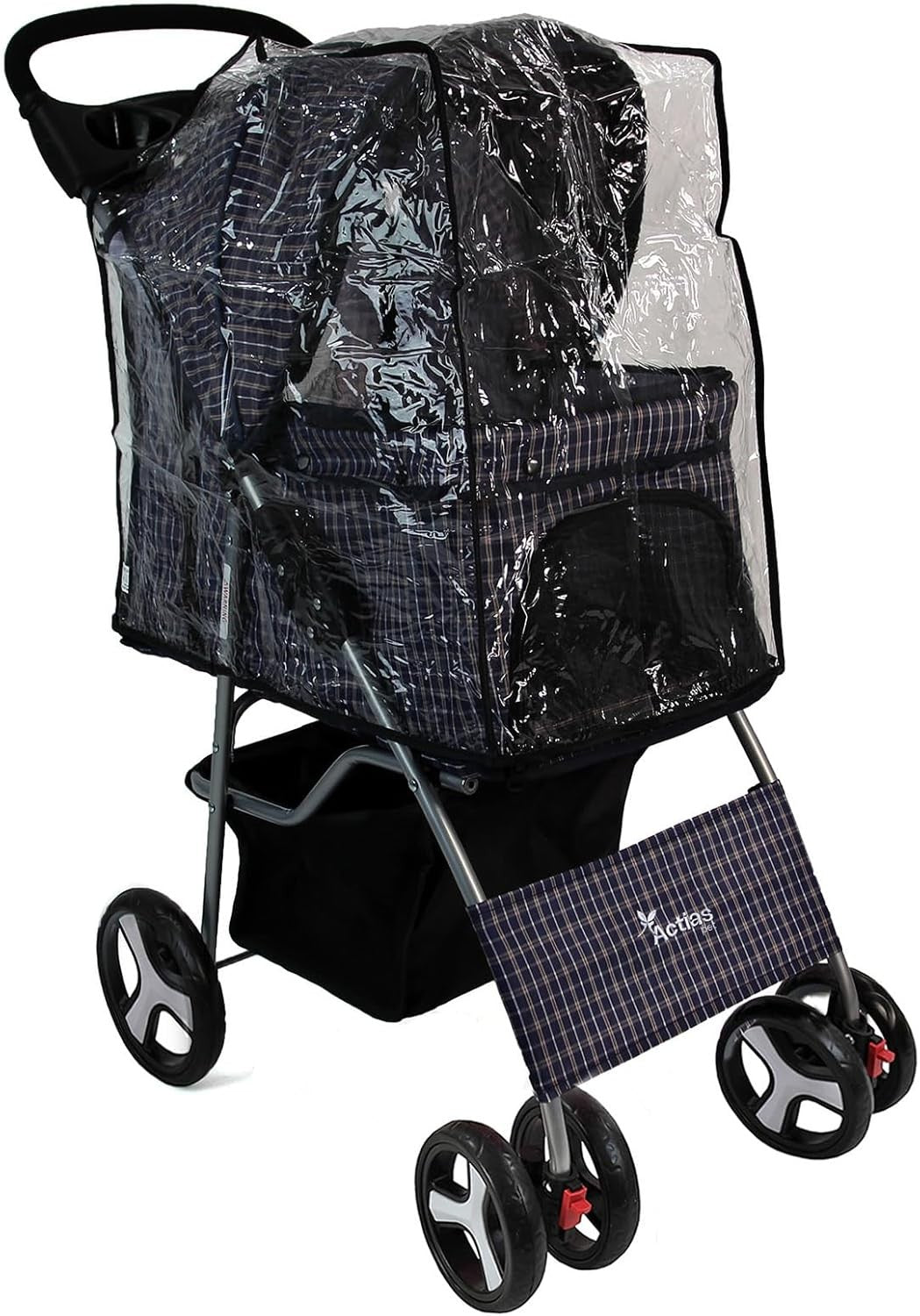 Pet Travel Stroller Dog Cat Pushchair Foldable Wheels 15kg + Rain Cover