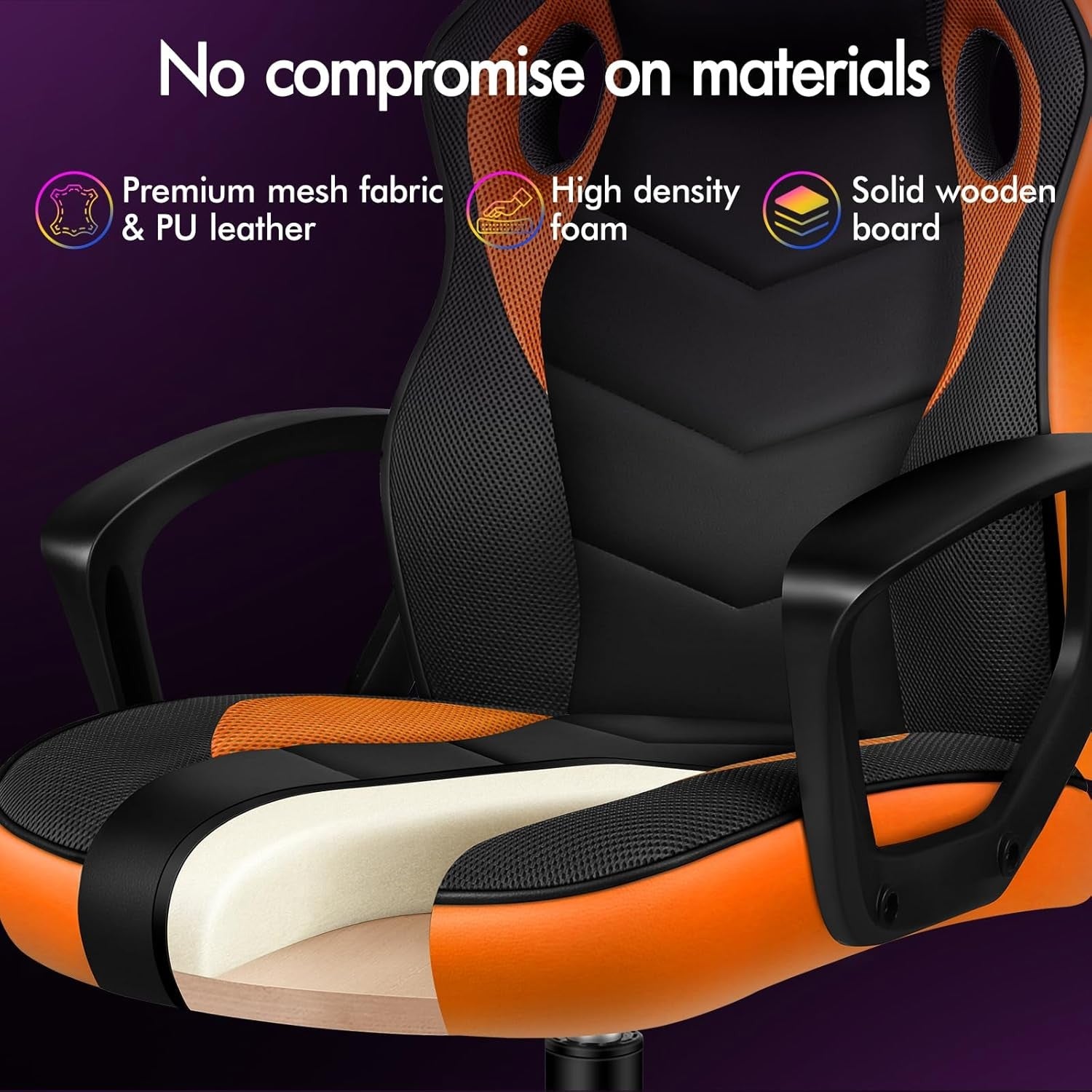 Ergonomic Gaming Chair Recliner w/ Footrest Lumbar Support PU