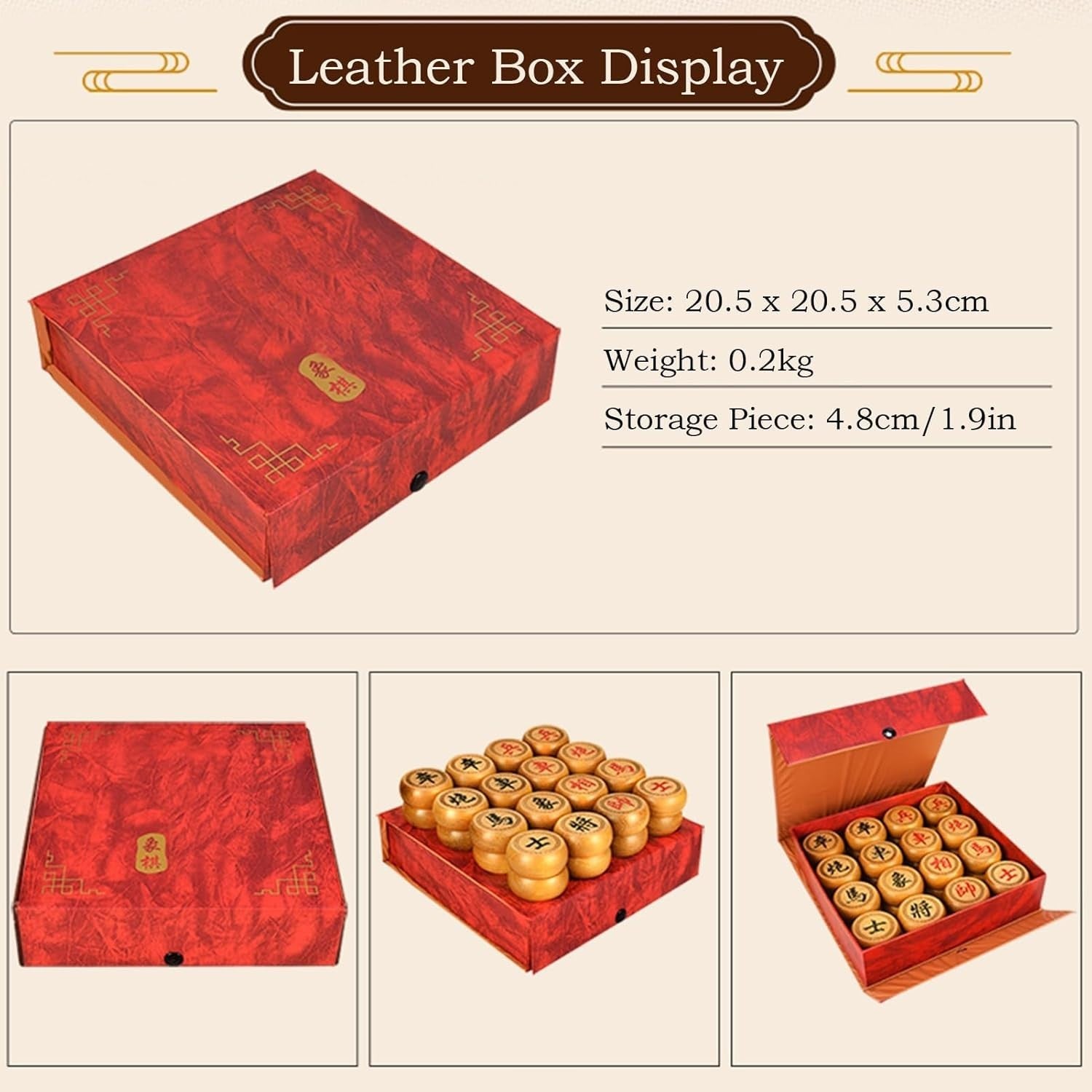 Black Rosewood Xiangqi Chinese Chess Set Leather Travel Board