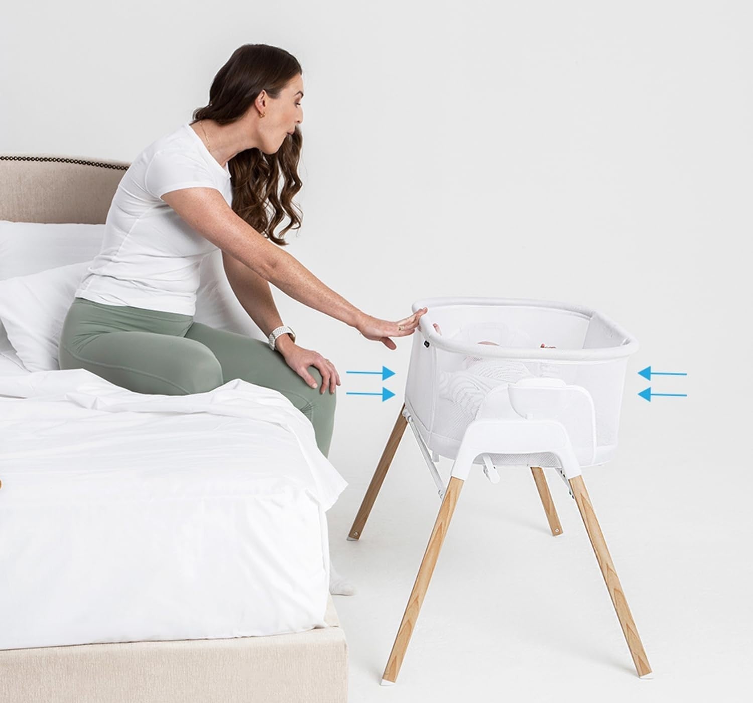 Bedside Crib Cradle Rocker Travel Cot with Mattress & Carry Bag