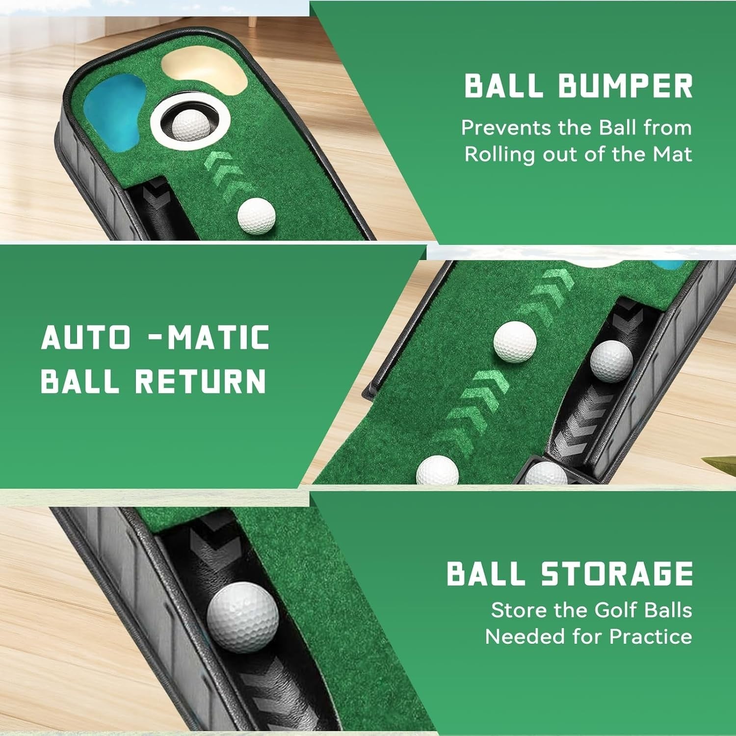 Golf Putting Mat Indoor Training Green Ball Return Non-Slip Practice Mat