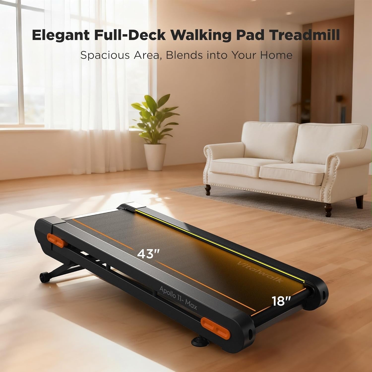 Under Desk Walking Treadmill 3.5HP Quiet Incline Home Office 159KG Capacity