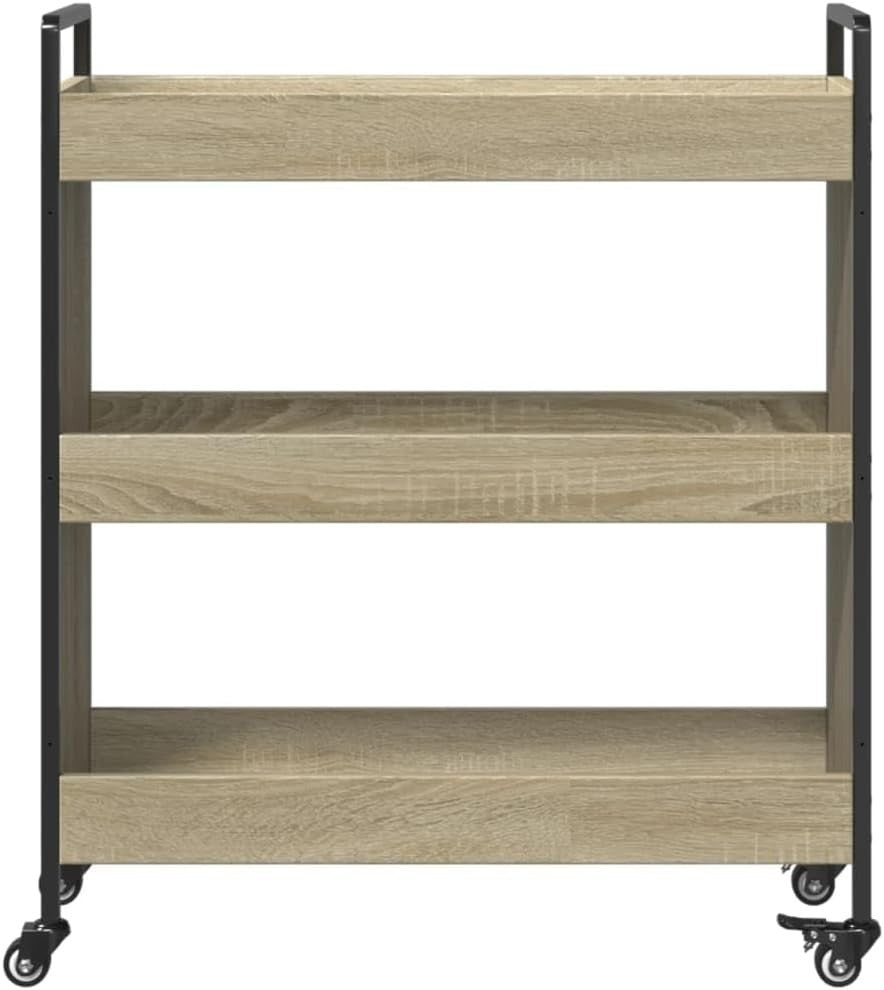 Sonoma Oak Rolling Kitchen Trolley 70cm Storage Cart