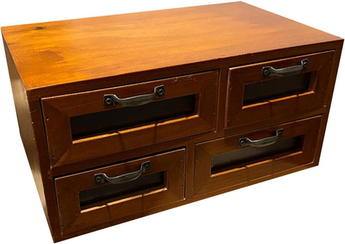 Wooden Desk Organizer with 4 Drawers – Makeup, Office & Monitor Stand