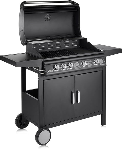 5 Burner Gas BBQ Grill with Side Burner | Built-in Thermometer