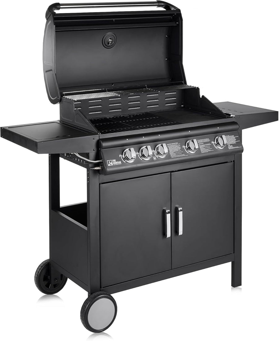 5 Burner Gas BBQ Grill with Side Burner | Built-in Thermometer