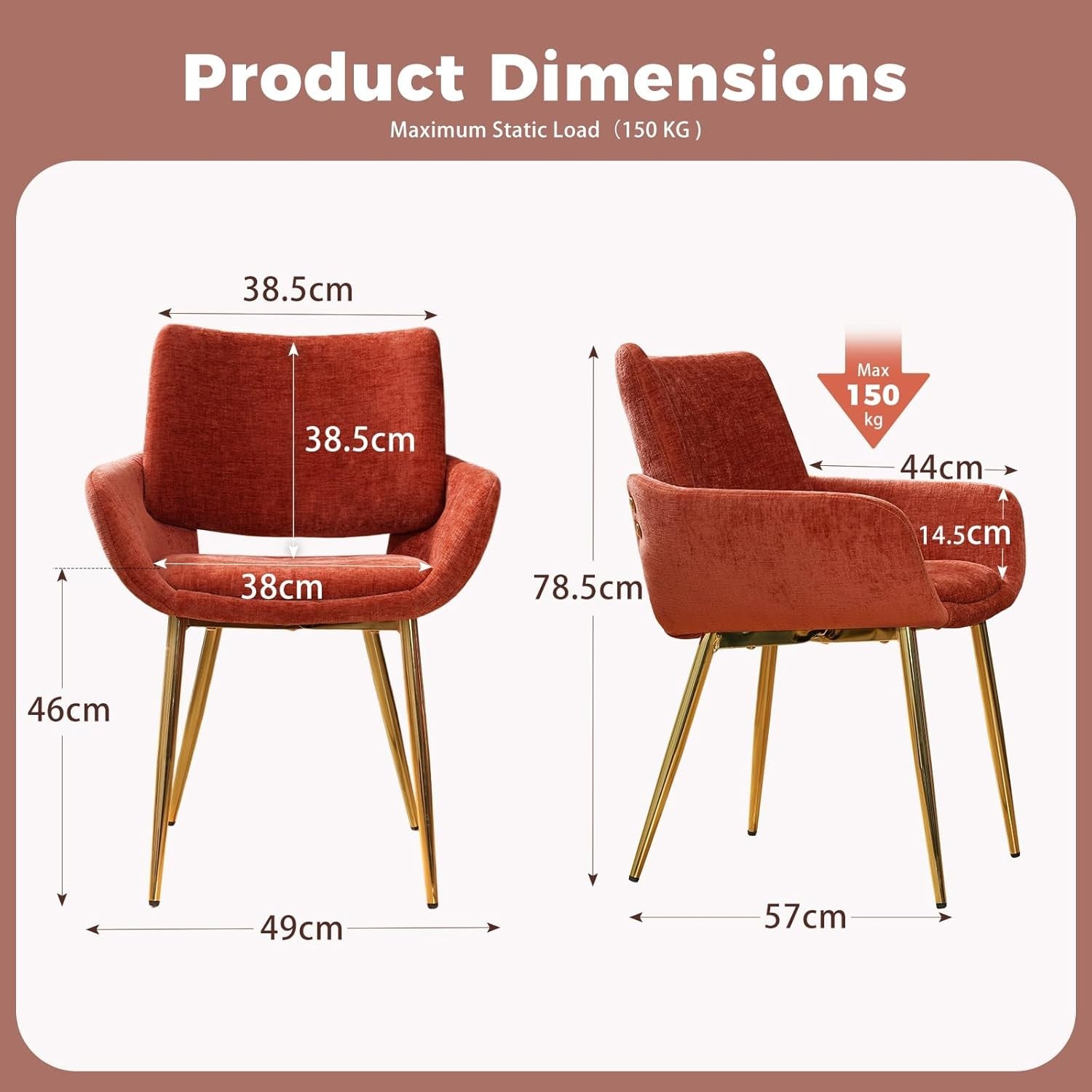 Velvet Accent Tub Chair Terracotta Gold Legs Open Back
