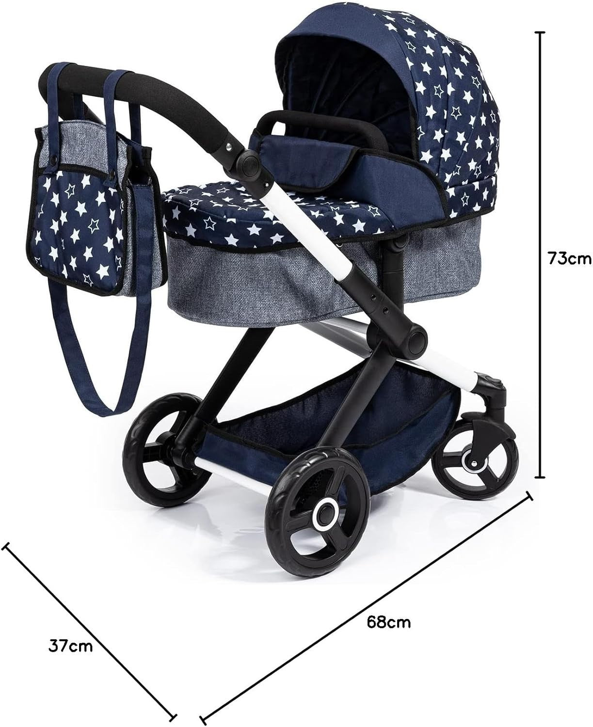 Tall Dolls Pram 3in1 Pushchair Carrycot Buggy Adjustable Handle Toy Set