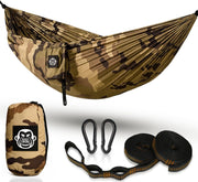 Ultralight Camping Hammock Camouflage - 300kg Load, Tree Straps & Carabiners