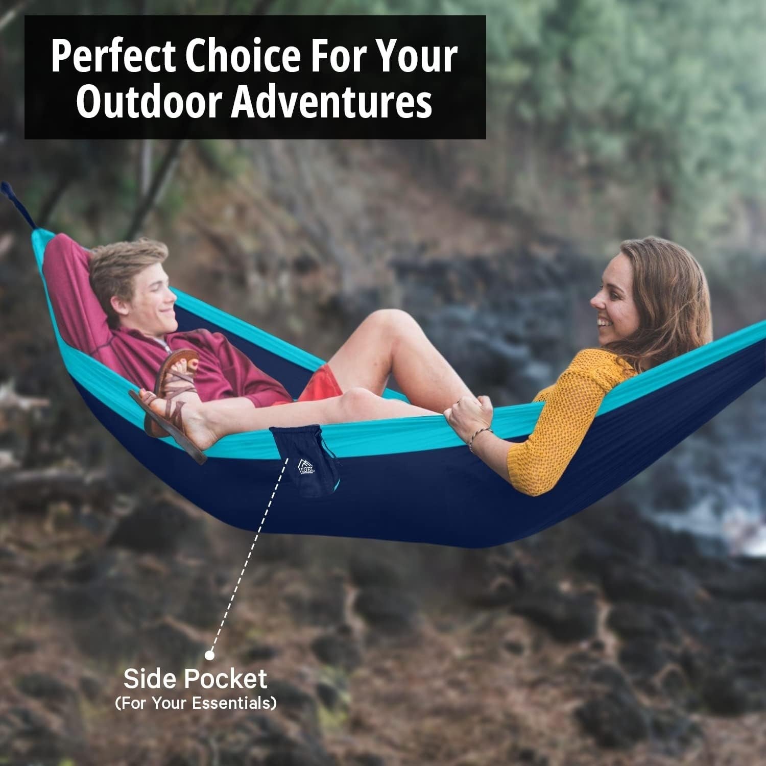 XL Double Camping Hammock | 120"x78" 500lb Nylon, Travel & Outdoor Ready