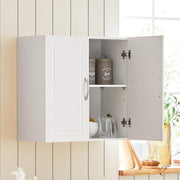 Wall Mount Bathroom Cabinet with 2 Doors & Adjustable Shelves, White