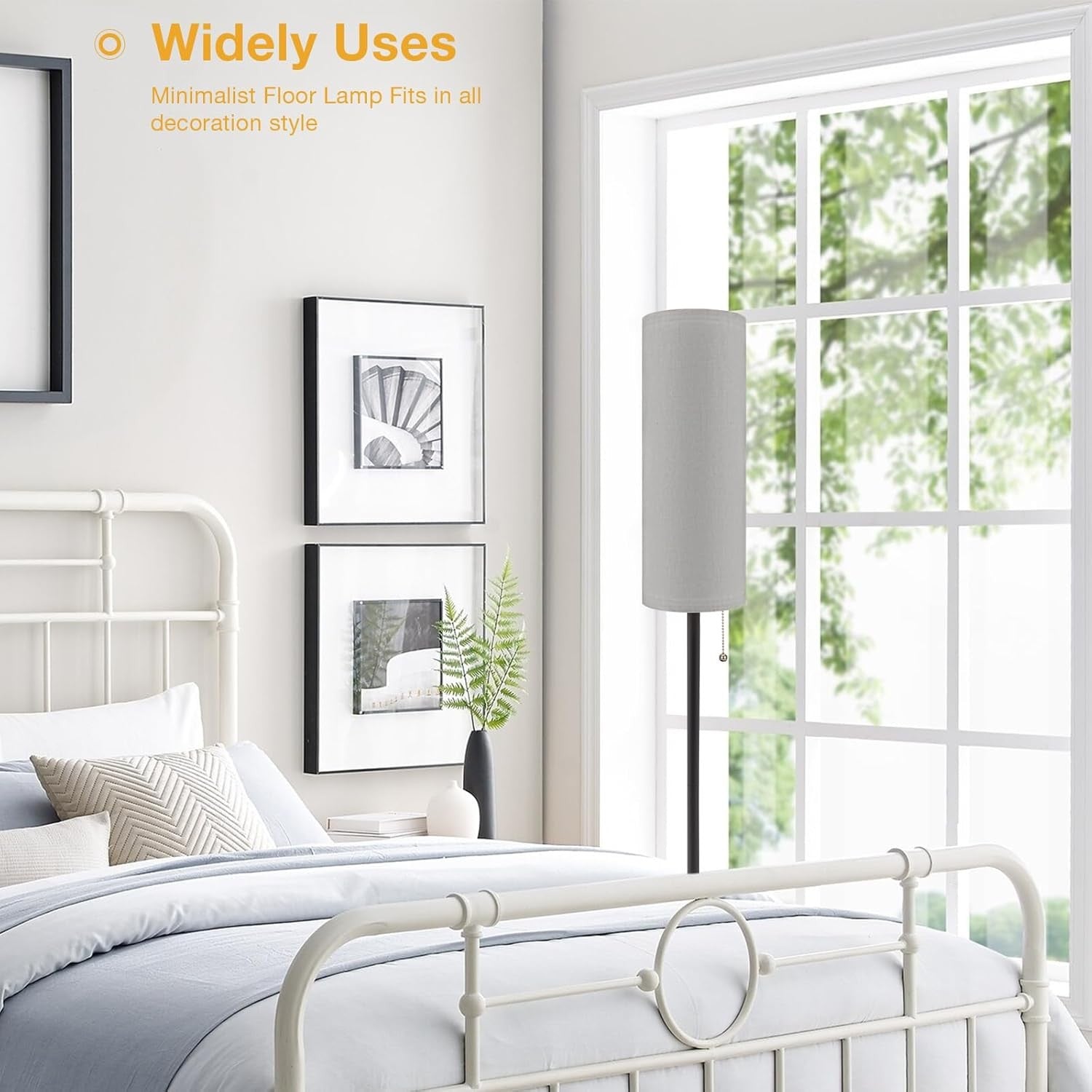 Grey Floor Lamp 64in Standing Lamp 3 Colour Bulb Bedroom Living Room