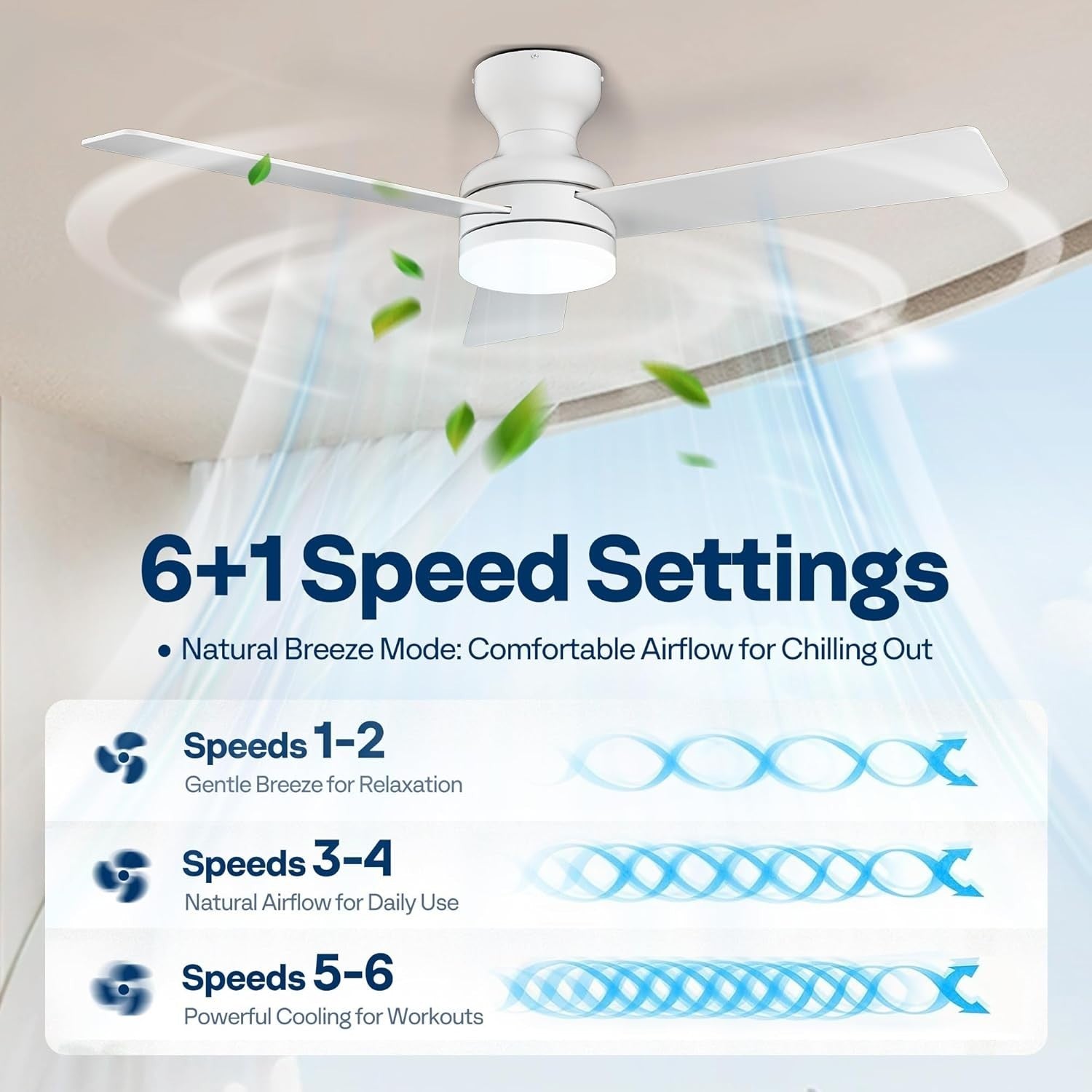 VIVOHOME 42"" Ceiling Fan with Lights, Remote, 6 Speeds, Dimmable, Timer