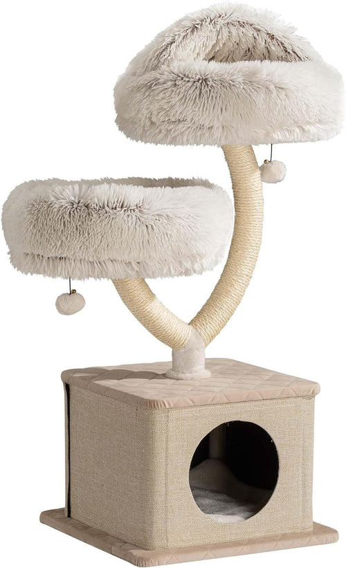 Designer Cat Tree Tower 95cm Branch Style Plush Scratching Post Cave Bed