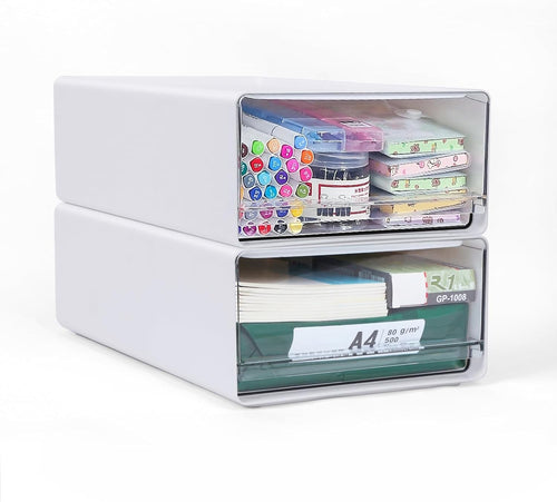 A4 Desk Drawer Organiser 2-Pack – Stackable Office Storage Box