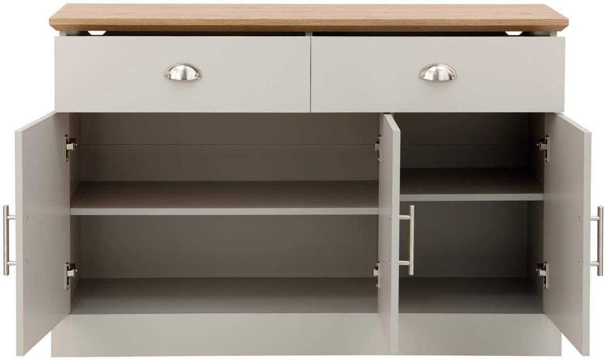 Modern Grey & Oak Sideboard Cabinet with 2 Drawers & 3 Doors – Living Room